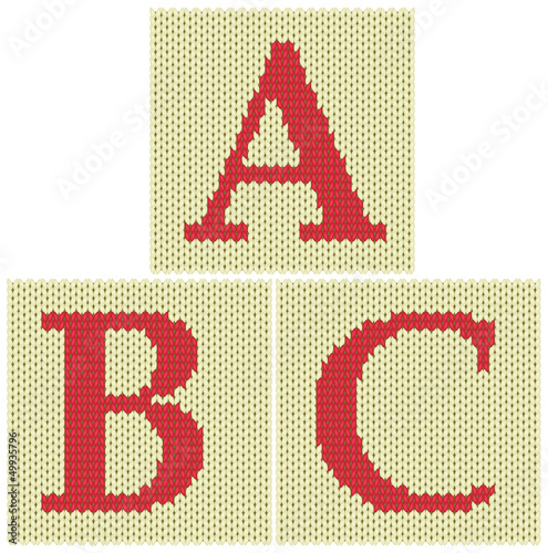 Set of knitted silhouette figures letters