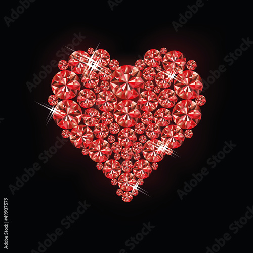 Ruby heart, vector illustration