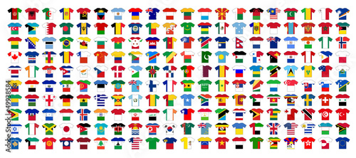 FLAGS OF THE WORLD JERSEYS (football soccer cup sport icons set)