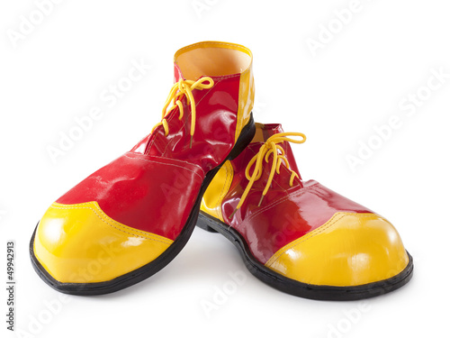 Print op canvas Red and yellow clown shoes