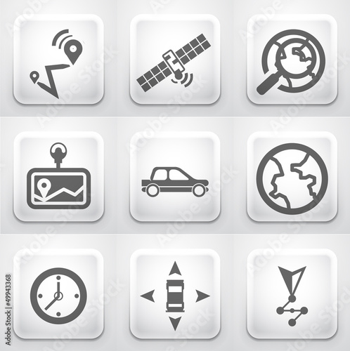 Set of square application buttons: navigation photo