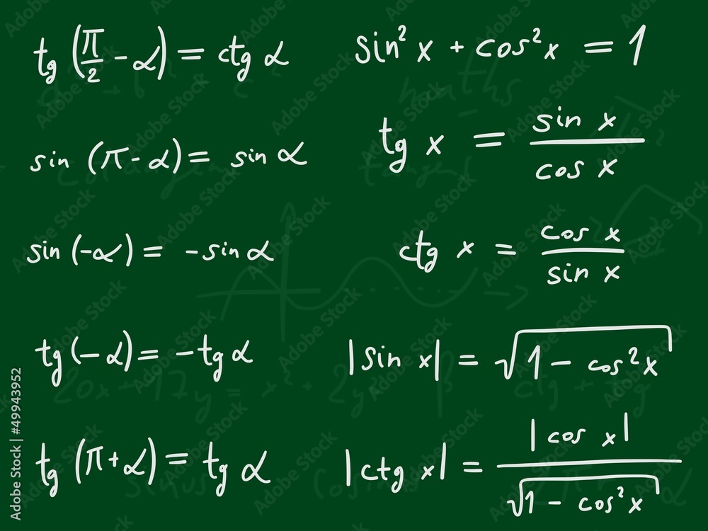 Trigonometry education - mathematics on a blackboard Trigonometry education - mathematics on a blackboard