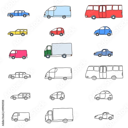 Transportation cartoon icon set - vehicles collection