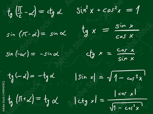 Trigonometry education - mathematics on a blackboard