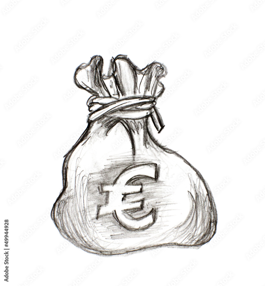 sac d'euro bourse d'argent Stock Illustration | Adobe Stock