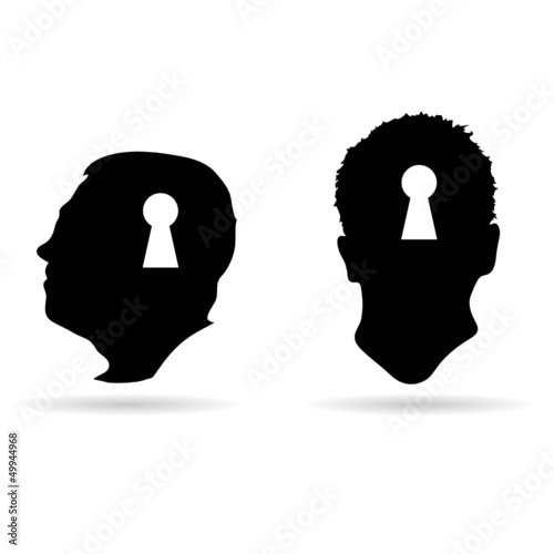 human head and keyhole on it vector illustration