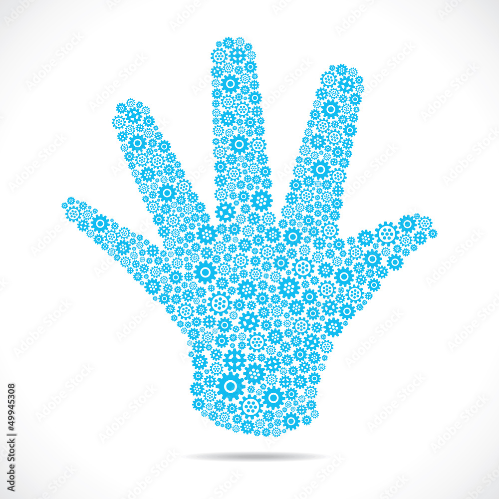 blue gear make open hand stock vector blue gear make open hand stock vector
