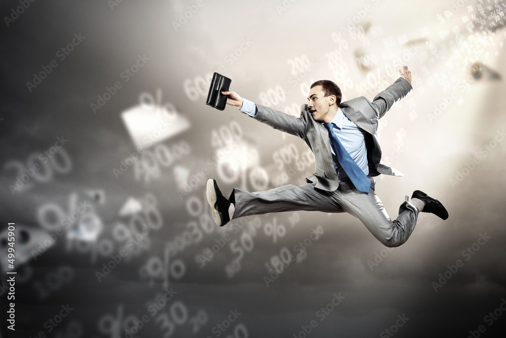 Image of running businessman