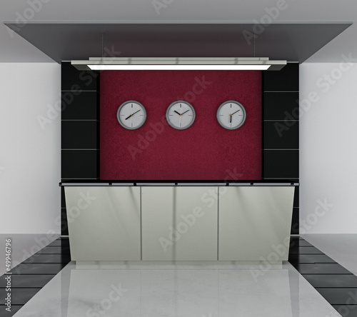 the hotel and office lobby with a reception desk