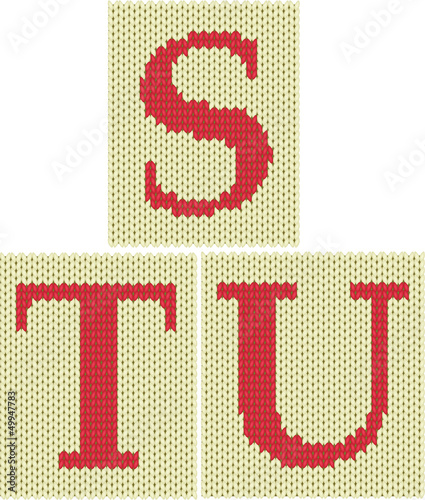 Set of knitted silhouette figures letters
