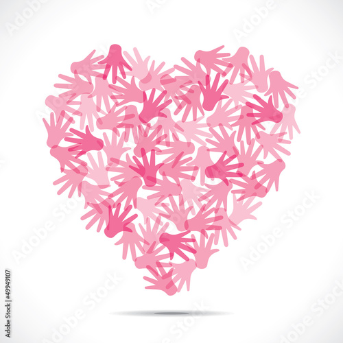 pink hand arrange random make heart shape stock vector