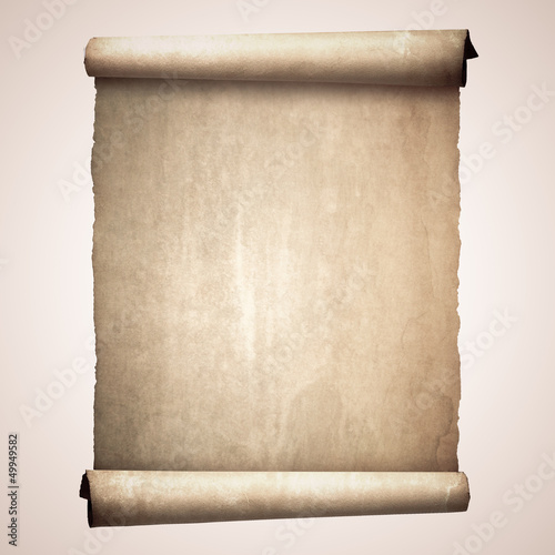 Old vintage scroll isolated on white background