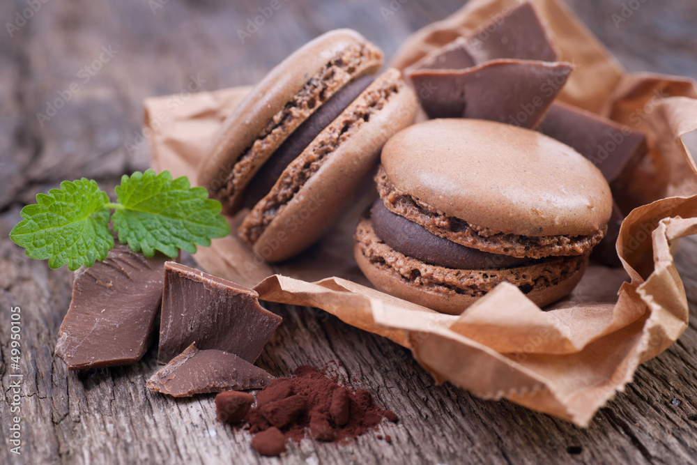 Macarons, Schokolade Macarons, Schokolade