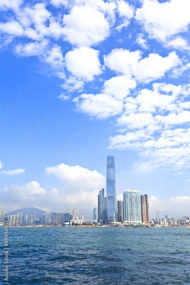 Hong Kong skyline and apartment blocks