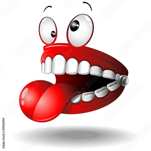 Funny False Teeth Cartoon Dentiera Divertente-Vector