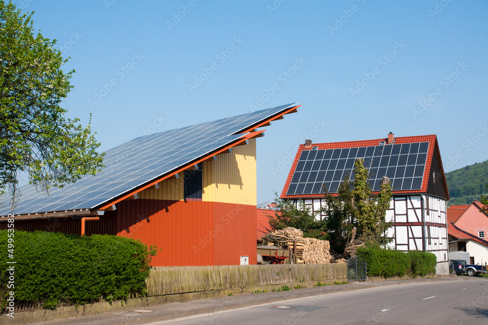 Grange with solar panels