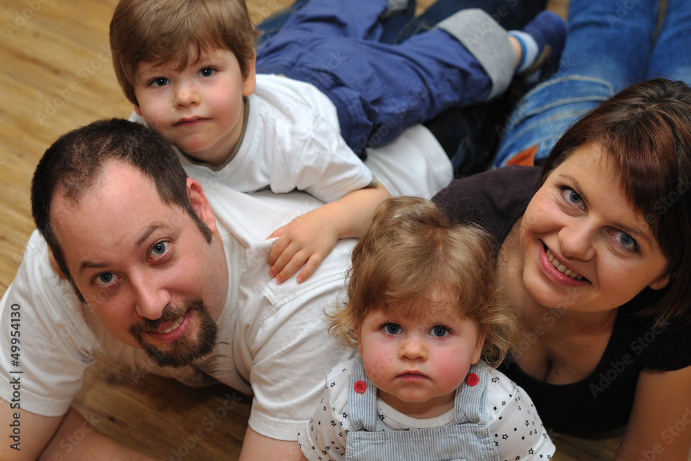 Portrait of happy family at home Portrait of happy family at home