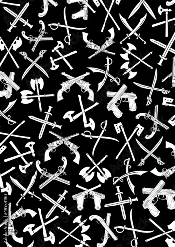 Crossed  Weapons Silhouettes Background in Black & White