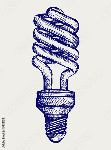 Energy saving light bulb. Doodle style. Vector EPS 8