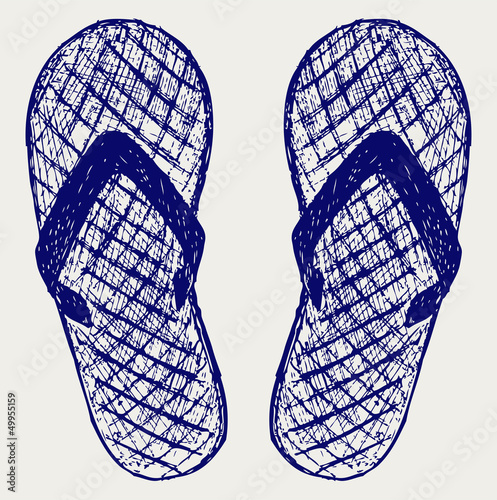 Flip-flops. Doodle style. Vector EPS 8