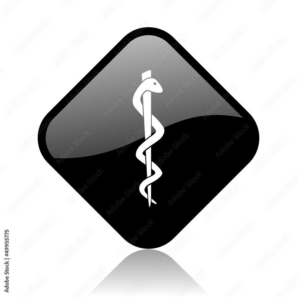 caduceus black square glossy internet icon