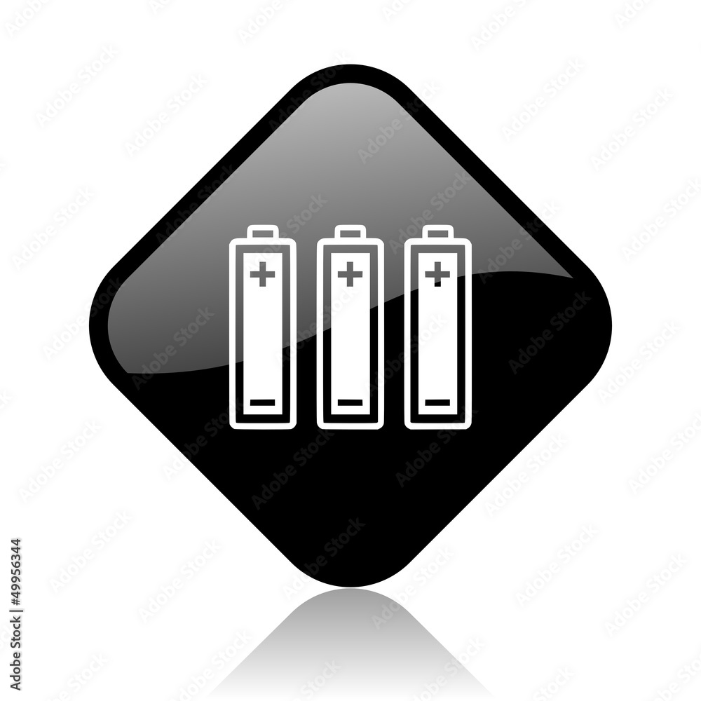 batteries black square glossy internet icon batteries black square glossy internet icon