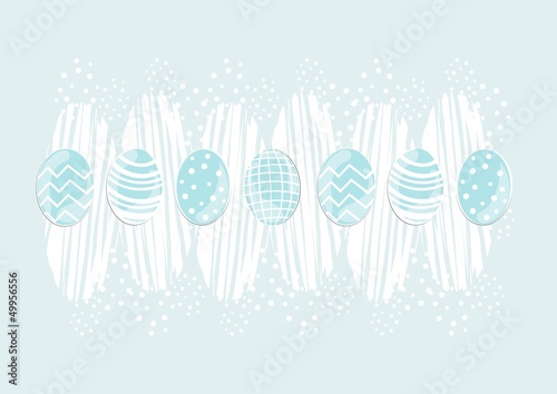 niebieskie pisanki na błękitnym tle Wielkanocna ilustracja