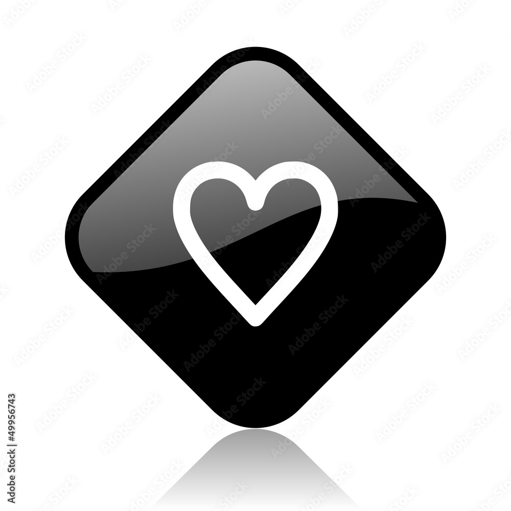 heart black square glossy internet icon