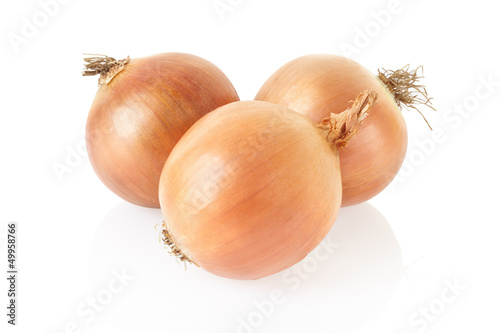 Fresh brown onion on white with clipping path