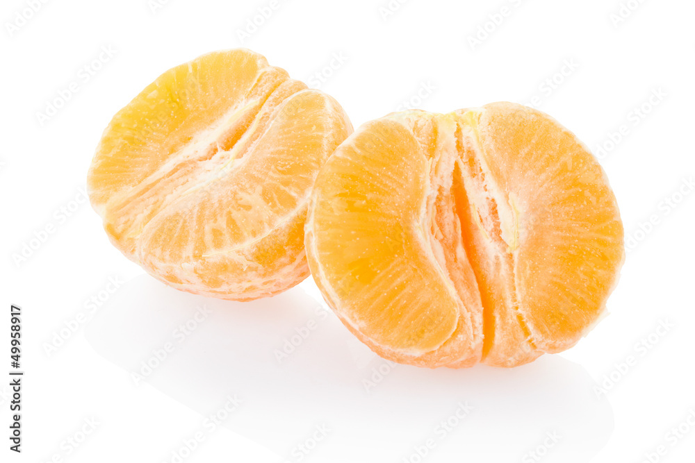 Tangerine half on white, clipping path included Tangerine half on white, clipping path included