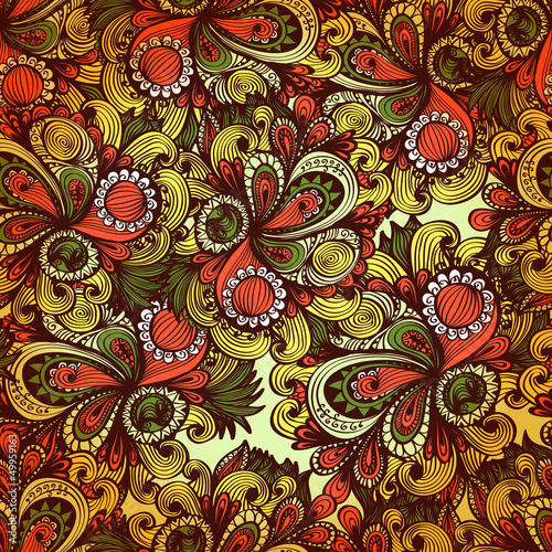 Seamless background with fantasy flowers and swirls. Eps10