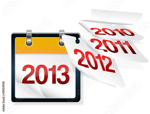 calendar with flying paages with years on them