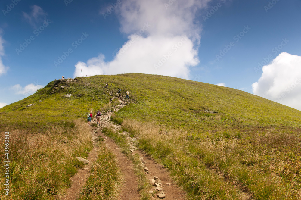 Walking trail to the summit Tarnica in the. Poland Walking trail to the summit Tarnica in the. Poland