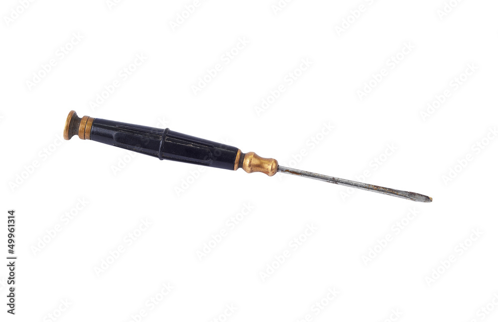 Fototapeta premium Old and dirty screwdriver, isolated on white background
