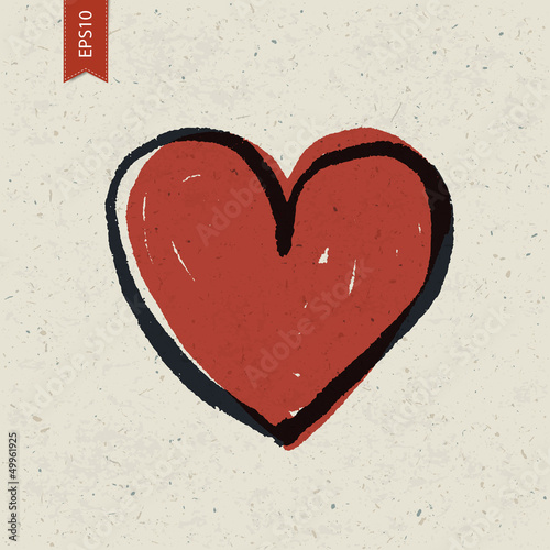 Heart sign on paper texture. Vector, EPS10