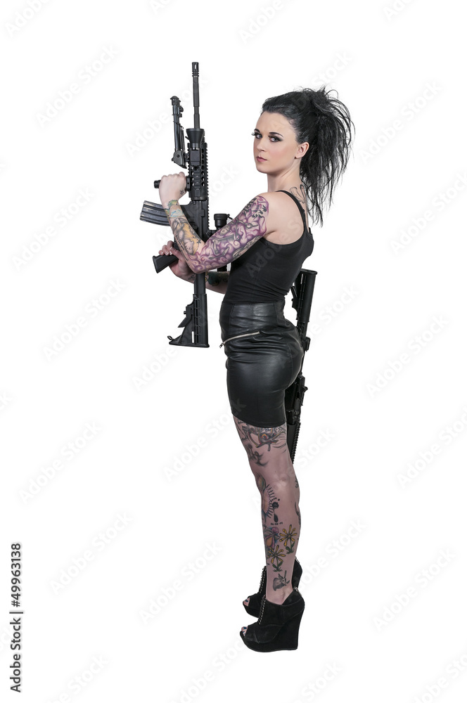 Woman with Assault Rifle