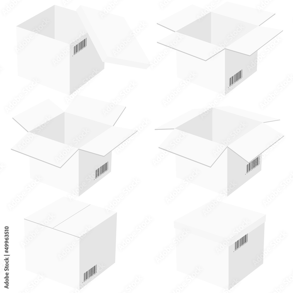 Six boxes, isolated on white background. Vector illustration. Six boxes, isolated on white background. Vector illustration.