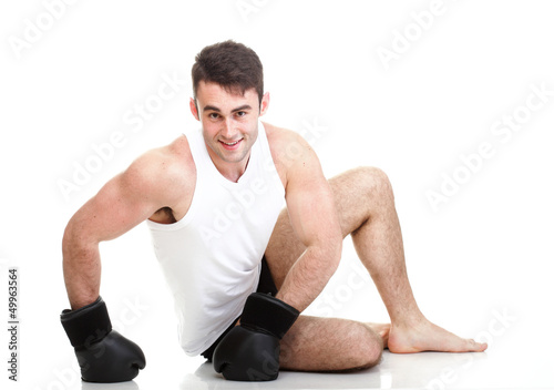 isolated studio picture from a young boxer