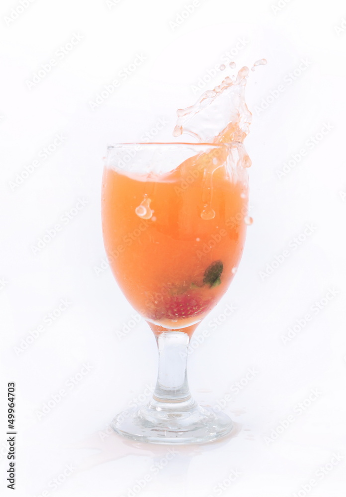 Orange juice splash, isolated on white background