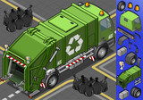 Detailed illustration of a isometric garbage truck