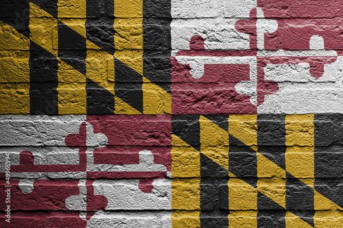 Brick wall with a painting of a flag, Maryland