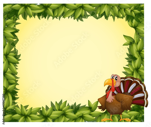 A green border with a turkey