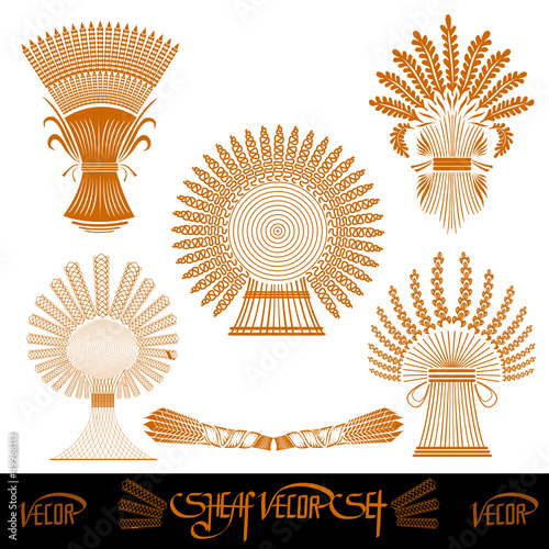 five sheaf silhouetes of wheat