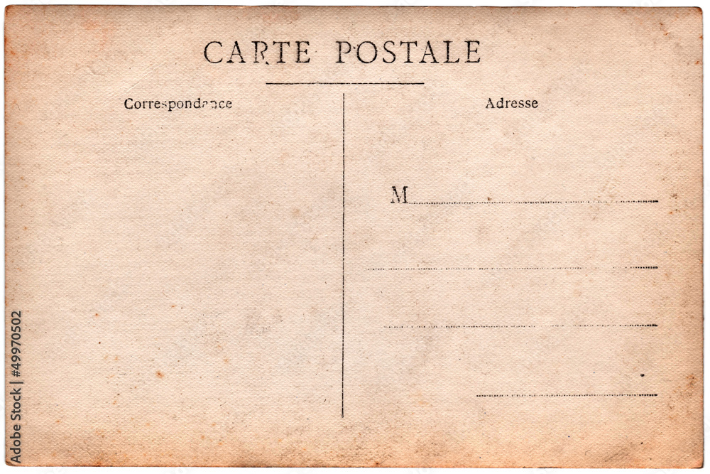 Carte postale ancienne, côté verso vierge, arrière plan papier sépia rétro  vintage Stock Photo