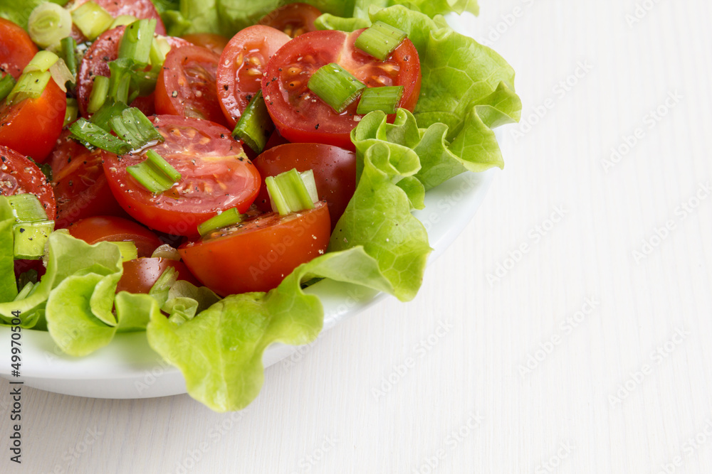 fresh light salad with cherry tomatoes and chives fresh light salad with cherry tomatoes and chives
