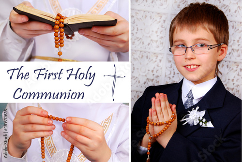 Canvas Print collage with the first holy communion
