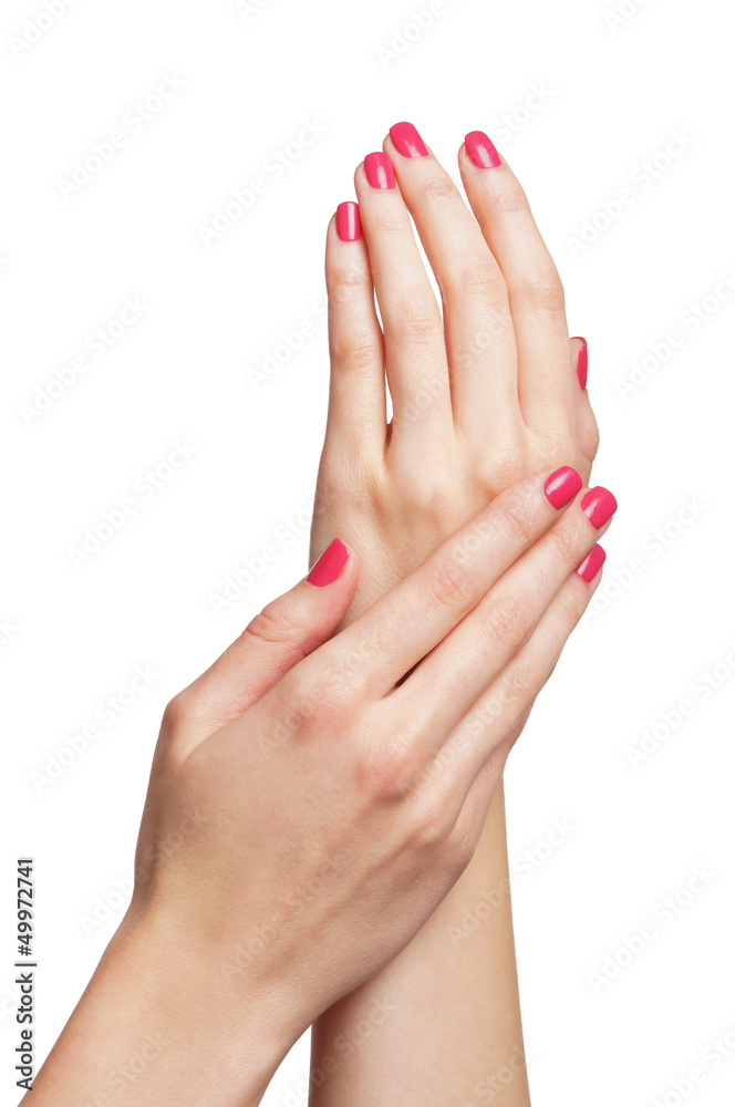 Close-up image of beautiful female hands with nail polish Close-up image of beautiful female hands with nail polish