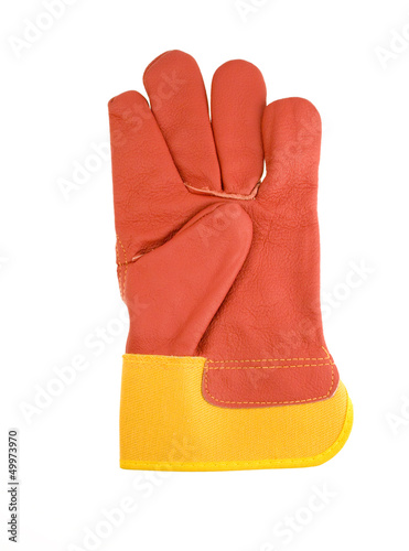 Red protective gloves. Clipping path included photo
