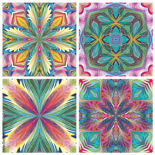 American tribal art, stained glass like, seamless