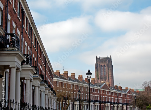 Elegant Georgian Terraced houses with Liverpool Anglican Cathedr